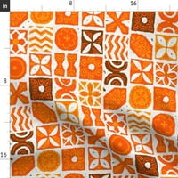 Pamučni sateen stolnjak, 70 90 - Orange Beach Tropical Tiki otok Middesed Moderni Print Priključak posteljina od kašike