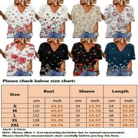 Capreze ženske boemske košulje od cvjetnih tiska Ruched labavi tunički vrhovi V izrez kratkih rukava plaža pulover bluza
