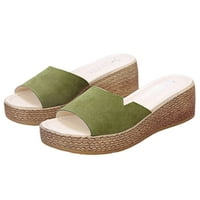 Oucaili Womens Sandals Wedge slađa plaža na plaži Sandal Comfort klizanje na casual cipelama unutarnje vanjske papuče zeleno 7.5