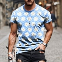 Odeerbi ljetne grafičke majice za muškarce Casual Okrugli vrat Cvijet 3D ispis bluza Fitness Sports