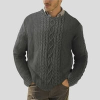 SNGXGN muški džemper s V-izrezom čvrsti pleteni kabel Muški džemperi, tamno siva, veličina m