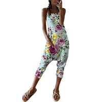 Ženski skokovi, Rompersi i kombinezoni modni cvjetni remen za print Džepke bez rukava Dugi pantalone