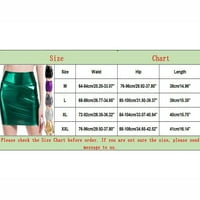 Ženske pune boje PU kožna mini suknja s kratkom suknjom za žene Green XL