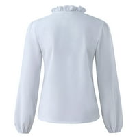 Žene plus veličina Falbala ruffle vrhovi proljeće ljeto casual v izrez poslovne bluze tunika radne majice