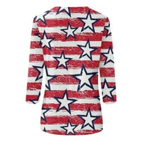 Ženski vrhovi Dressy Ležerne prilike za neovisnost za bluze Patriotske majice za žene Trendy 4. srpnja SAD Zastava Ženske tuničke top košulje Ljetna plaža, bijeli S-XXL