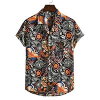 Haljine za muškarce Pamučna modna casual ljeta bojablok Ispis Kratki rukav gumb dolje labav sa džepovima