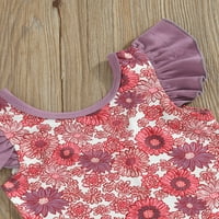 Lieramram Kid Girl Dimper Swimsuit, 1t 2T 3T 4T 5T 6T Flyne Clower Cvijeće sa okruglim vratom Print