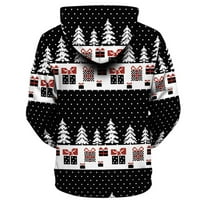 Ženske božićne dukseve Xmas Tree Slatke jelena Print pulover vrhovi Crew Crt dugih rukava Dukseri s džepom Crnac