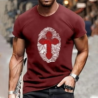 Košulje za fragarn za muškarce Ljeto kratki rukav okrugli vrat Europska veličina Cross Print Pulover