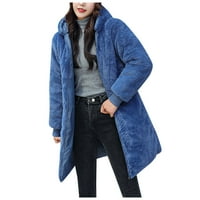 Pedort Women's Winter Winter Sherpa jakna Sherpa Aktivna odjeća s džepovima Plava, 3xL