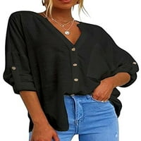 Nizieer Women Baggy gumb dolje donje dame, casual bluza kolupa s rukavima s džepnim labavim majicama