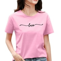 Ženske košulje Pink Poliester, Spande ženski Ljetni vrh Ispisan majica kratkih rukava za kratki rukav Ispiši top XXL