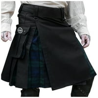 Muški modni casual škotskog stila Pleaid kontrastne džepove suknje za trening za trening za muškarce