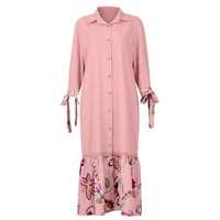 Gotyou haljine Ženska ležerna rukavska ljetna košulja haljine proljetni patchwork boho cvjetni ruffle maxi haljina ružičasta l