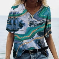 Ljetne bluze za ženske ležerne slobodne udobne modne krovode u vratu s kratkim rukavima Slim fit vrhovi