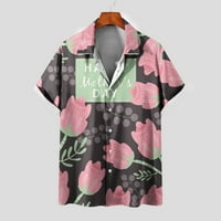 Muška povremena havajska cvjetna košulja Grafički print kratkih rukava Stilska majica na plaži Pink