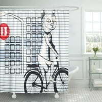 Cool Cat na biciklističkoj ulici Grafitti gradska bela zavoja za tuširanje