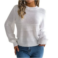 Ženski džemperi uzročni lagani pulover džemper vrhovi dugih rukava okrugli vrat puni ubojni džemper