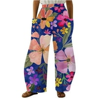 Levmjia široke pantalone za žene za žene Hlače Udobne ispisane boje za izvlačenje u boji, pantalone