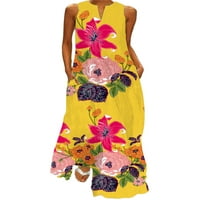 Avamo ženski cvjetni casual sunčani haljina bez rukava maxi haljina V izrez ljetne duge haljine