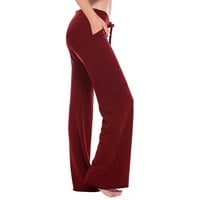 TUPHREGYOW ženske crtež slim pantalona Novo stil Trendy prozračna klasična čvrsta pravna noga sa džepovima hlače elegantne hlače visoke struke Ležerne prilike Red l