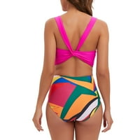Žene kupaće odijela Tankinis modne žene split kupaći kostim visoki struk za ispis boja podudaranje bikini
