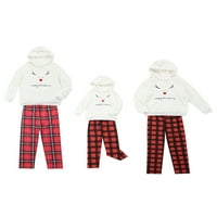Božićna porodica koja odgovara pidžami set slatkih jelena dugih rukava za plišanje + kaidne pantalone