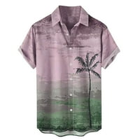 Ljetni trendi čišćenje muški majica Muški havajski print kratkih rukava rever džepni košulje Pink XXL
