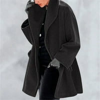 Tking Fashion Women Cardigan Wither Vuna kaput Tkaćna jakna Topli vitki dugi kaput od kaputa sa otvorenim kaputima za žene Crna 3xl