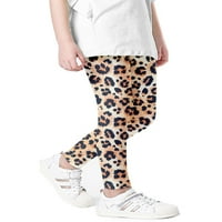 Hlače za djecu s visokim strukom Hlače elastične struine pantalone Djeca udobna dna igra za reprodukciju dugačke pantne žute leopard Print
