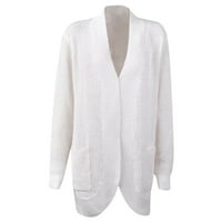 Cethrio Cardigani za žene plus čvrsti pleteni pad i zimsko casual čišćenje bijeli gornji odjećni vrhovi veličine 2xl