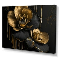 Art DemandArt 'crna i zlatna orhideja II' cvjetna i botanička platna zidna umjetnost u.