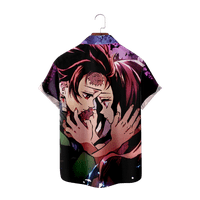 Anime Demon Slayer tinejdžeri MENS majica sputa majica kratkih rukava s kratkim rukavima košulja s prednjim džepom Odjeća plus veličina