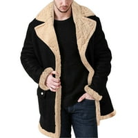 SHPWFBE majice s dugim rukavima za muškarce Plus size zimski patentni zatvarač kaput rever-kožna jakna na kožu vintage zgušnjava kaput