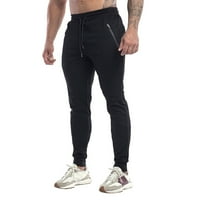 Mužjak proljeće casual fitness trkački pantalona za crtanje labavih struka Usklađivanje pantalona Zip džep labav duksev