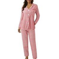 Žene Casual Revel dugme Ispis Dvije duge rukave Pajamas Pajamas odijelo Flannel Set pidžama Set Ženske