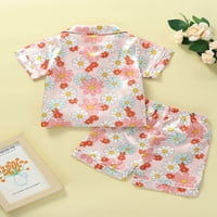 Jaweiwi Kid Toddler Girl Ljeto Pijamas set, 2T 3T 4T 5T 6T kratki rukav tasteri za rezanje Cvjetni tisak