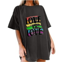 CETHRIO ženske majice - Dan zaljubljenih kratkih rukava od tiskanih puloverske majice za majicu, tamno siva