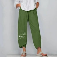 Clearsance Plus Veličina Vintage Right Modne žene Udobne ispisane boje za izvlačenje u boji Pokreće Džepovi labave hlače Vojska zelena XXL