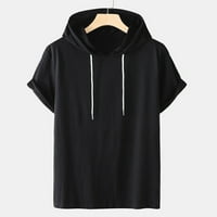 Tawop Black Hoodie muške majice Ležerne prilike, pulover sa čvrstim modnim kapuljačom kratkim rukavima Sportska majica Top Black 10