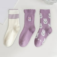 FVWitlyh čarape za muškarce 10-djeci novi simpatični ljubičasti print zečje udobne tople i ne klizačke