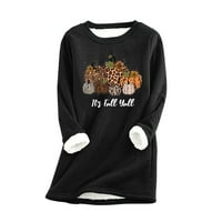 Žalbe je pad svima Halloween Fleece dukseri trendi pokloni opuštena bluza s dugim rukavima smiješna leopard bundeva ispis pulover posada CRET CATS CALES COMFY TOPS crni XL