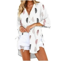 Homenesgenics ženske majice ispod $ ljetnog otkoljenog ovratnika vrhovi tiskani gumb Udobne ženske bluze