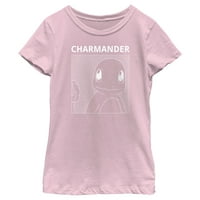Djevojkov pokemon Charmander Line Art Graphic Tee Light Pink Veliki