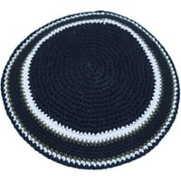 Crno bijeli DMC pleteni pamuk Kippah Torah Chabad Yarmulke Jevreji, Jevrejski pleteni Kippah