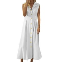 iopqo ženske casual haljine duge haljine za žene ženske modne ljeto Linijska haljina bez rukava srednja