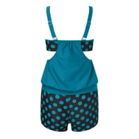 Bikini kupaći kostim za žene Twist Vintage Retro Halter Ruched print set kupaći kostim plavi m
