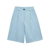 Kratke hlače za žene, novi stil dugih rukava pune boje kočija dvostrukih grudnjaka za žene plavo 4