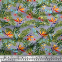 Soimoi Rayon Crepe tlopica tropski listovi, Plumeria i Heliconia cvjetni print Šivaći dvorište tkanine