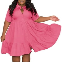 Maxi haljine za žene čišćenje vruće prodaje Ženska ljetna trendi u boji pune boje rever s jednom grudnom